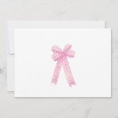 編集可能ピンクボウ最初の女の子誕生日写真 招待状 (裏面)