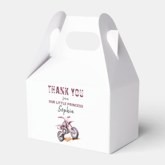 編集可能ピンクモーターバイクダートバイク誕生日 フェイバーボックス (正面サイド)