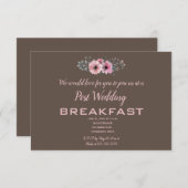 編集可能ピンクローズオンブラウン結婚ズブレックファースト 出欠カード (正面/裏面)