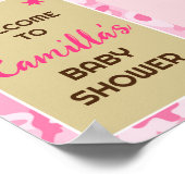 編集可能ピンク迷彩柄パーティーウェルカムサイン ポスター (角)