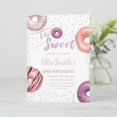 編集可能ピンク2nd誕生日パーティー招待状 招待状 (スタンド正面)
