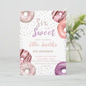 編集可能ピンク6th誕生日パーティー招待状 招待状 (スタンド正面)