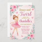編集可能ピンク&金ゴールドダンスパーティーカードfor Girls 招待状 (正面/裏面)