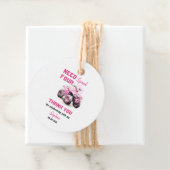 編集可能ピンクATVバイク誕生日円 フェイバータグ (インサイチュ)