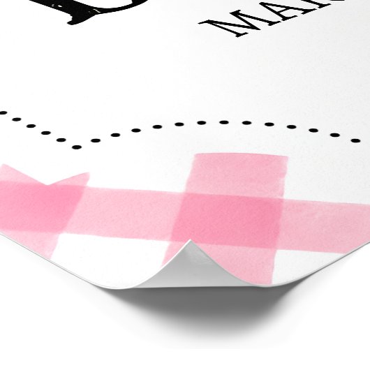 編集可能ピンクBBQ赤ちゃんシャワー歓迎サイン、女の子 ポスター (角)