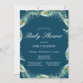 編集可能ピーコックをテーマにしたベビーシャワー招待状 招待状 (正面)