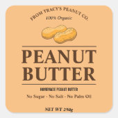 編集可能ピーナッツバターカスタムステッカー スクエアシール (正面)