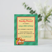 編集可能ファミリーピクニックバースデーパーティー インビテーションポストカード (スタンド正面)