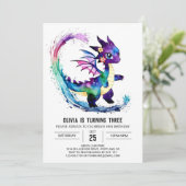 編集可能ファンタジードラゴンデジタルガール誕生日 招待状 (スタンド正面)