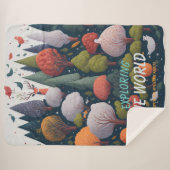 編集可能ファンタジーヤーンの森の鳥と木 シェルパブランケット (正面(横))