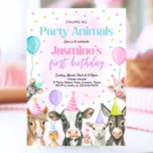 編集可能ファームガール誕生日招待状ピンクファーム 招待状