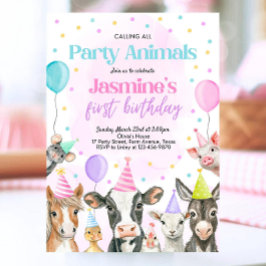 編集可能ファームガール誕生日招待状ピンクファーム 招待状