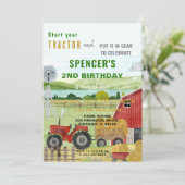 編集可能ファームトラクタ誕生日招待状 招待状 (スタンド正面)