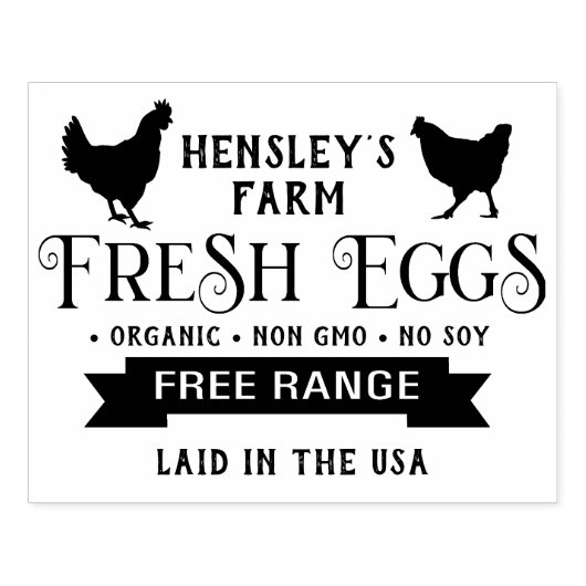 編集可能ファームフレッシュエッグカートンスタンプヘンバナー ラバースタンプ (インプリント)