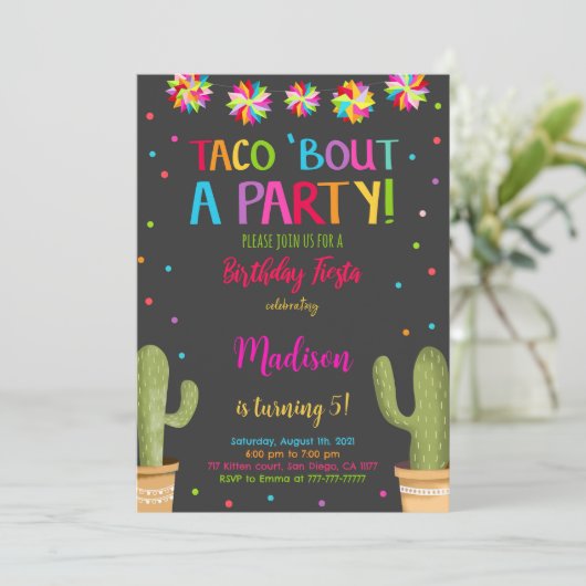 編集可能フィエスタバースデーパーティー 招待状 (スタンド正面)