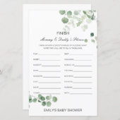 編集可能フィニッシュママとパパのフレーズ赤ちゃんシャワー (正面/裏面)