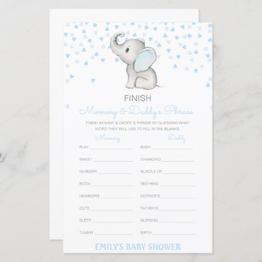 編集可能フィニッシュママとパパのフレーズ赤ちゃんシャワー (正面/裏面)