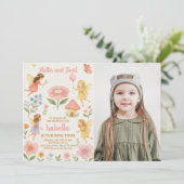 編集可能フェアリーガーデン誕生日招待状 招待状 (スタンド正面)