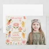 編集可能フェアリーガーデン誕生日招待状 招待状 (正面/裏面)