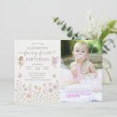 編集可能フェアリーファースト誕生日招待状 招待状 (スタンド正面)