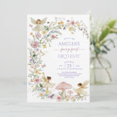 編集可能フェアリー最初の誕生日招待状、ソフトパス 招待状 (スタンド正面)