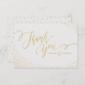 編集可能フェイク金ゴールドグリッター書感謝していは サンキューカード (正面/裏面)