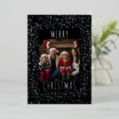 編集可能フォイルクリスマスカードテンプレート2枚の写真 箔シーズンカード (立ち正面)