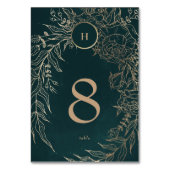 編集可能フォイル金ゴールドエメラルドリース結婚ズ テーブルナンバー (正面)