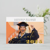 編集可能フォトカレッジ卒業ゴールドフォイルI 箔招待状 (立ち正面)