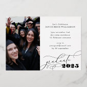 編集可能フォトカレッジ卒業ゴールドフォイルI 箔招待状 (裏面)