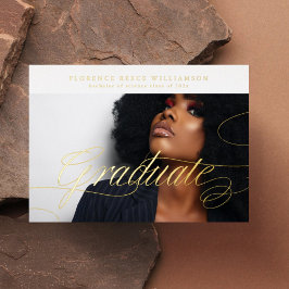 編集可能フォトカレッジ卒業金ゴールド 箔招待状