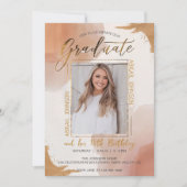 編集可能フォトキャッチ誕生日卒業 招待状 (正面)