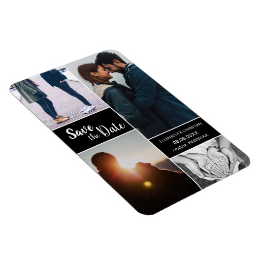 編集可能フォトコラージュモダン日付を保存する マグネット (右側)