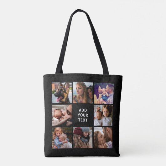 編集可能フォトコラージュ黒 トートバッグ (裏面)