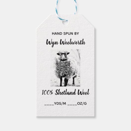 編集可能フォトシェットランドウールラベル ギフトタグ (正面)