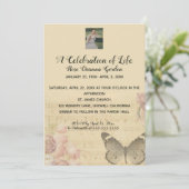 編集可能フォトバタフライミュージックお祝いの生活 招待状 (スタンド正面)