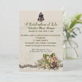 編集可能フォトフラワーバスケットお祝いのライフ 招待状 (スタンド正面)