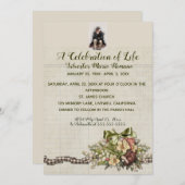 編集可能フォトフラワーバスケットお祝いのライフ 招待状 (正面/裏面)