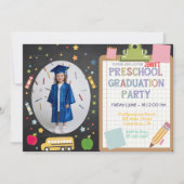 編集可能フォトプリスクール卒業シャルボード 招待状 (正面)