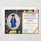 編集可能フォトプリスクール卒業シャルボード 招待状 (正面/裏面)
