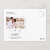 編集可能フォトミニマル日付の保存シンプル ポストカード (裏面)