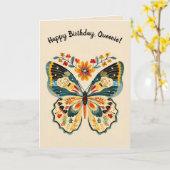 編集可能フォークアートバタフライ カード (黄色い花)