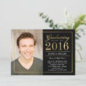 編集可能フォーマルモダンカラー卒業招待状 招待状 (スタンド正面)