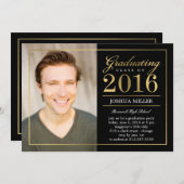 編集可能フォーマルモダンカラー卒業招待状 招待状 (正面/裏面)