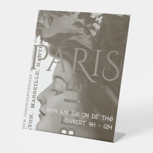 編集可能フランスのパリウィメンビジネスショップまたはサロン 台座サイン (正面)