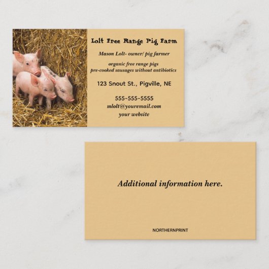 編集可能フリーレンジピグファーム 名刺 (正面/裏面)
