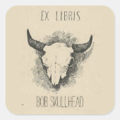 編集可能フレデリックレミートンカウトスカル蔵書票 スクエアシール (正面)