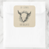 編集可能フレデリックレミートンカウトスカル蔵書票 スクエアシール (バッグ)