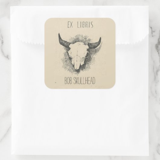 編集可能フレデリックレミートンカウトスカル蔵書票 スクエアシール (バッグ)