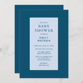 編集可能フレームブルーのブルーボーイベビーシャワー 招待状 (正面/裏面)